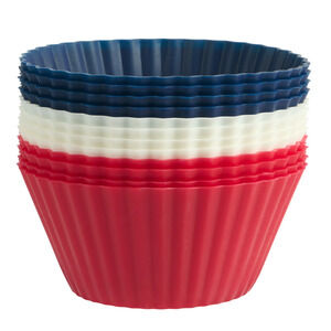 Trudeau Silicone 24 Count Standard Muffin Baking Cups, Red, White and Blue